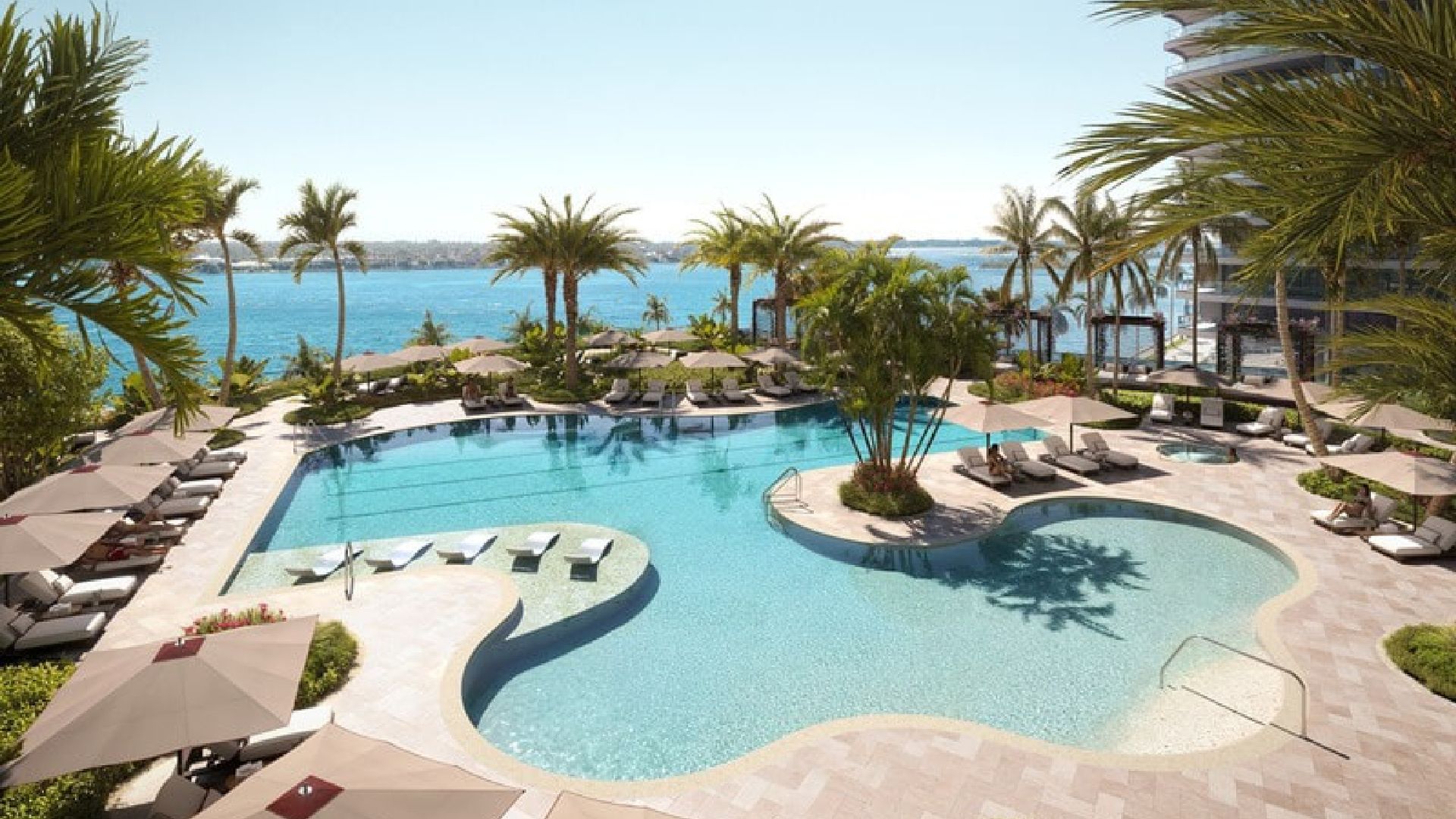 Leisure pool with the Intracoastal beyond