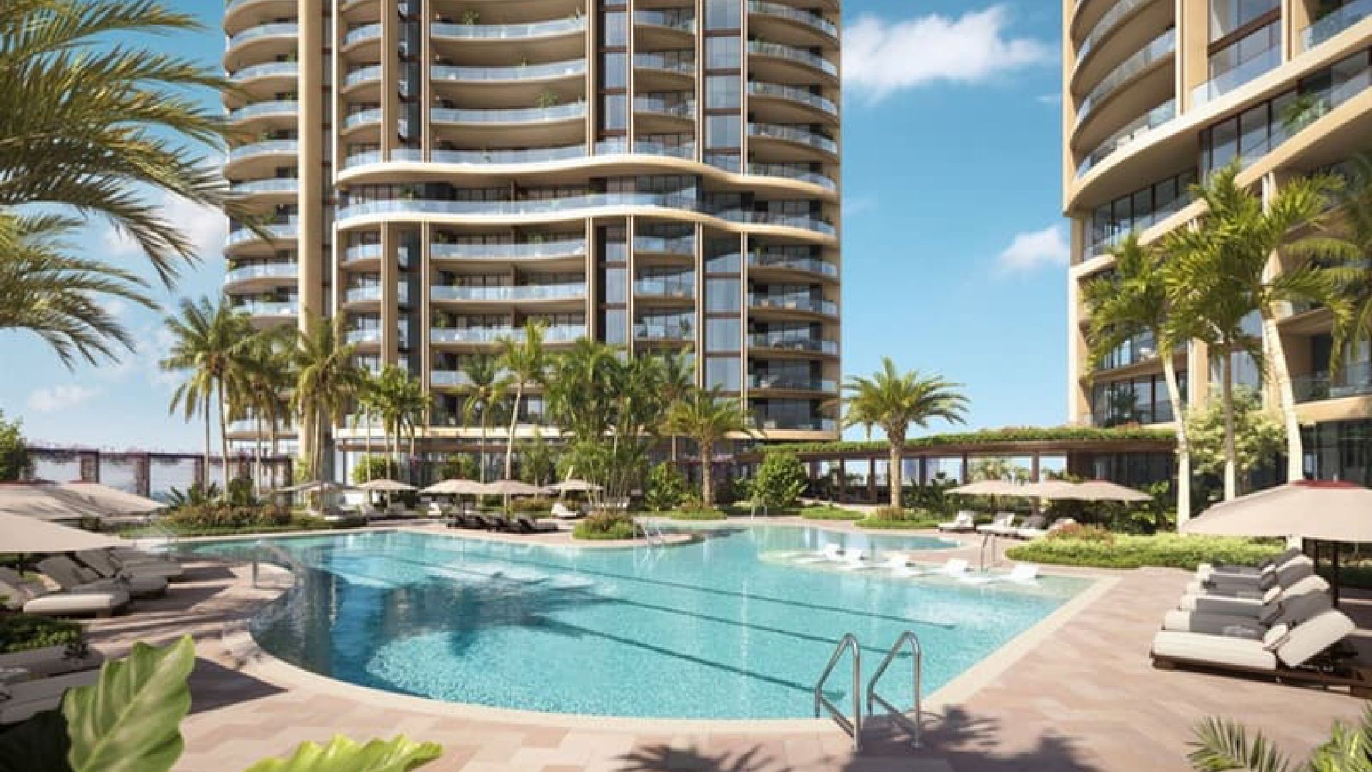 Pool below the towers